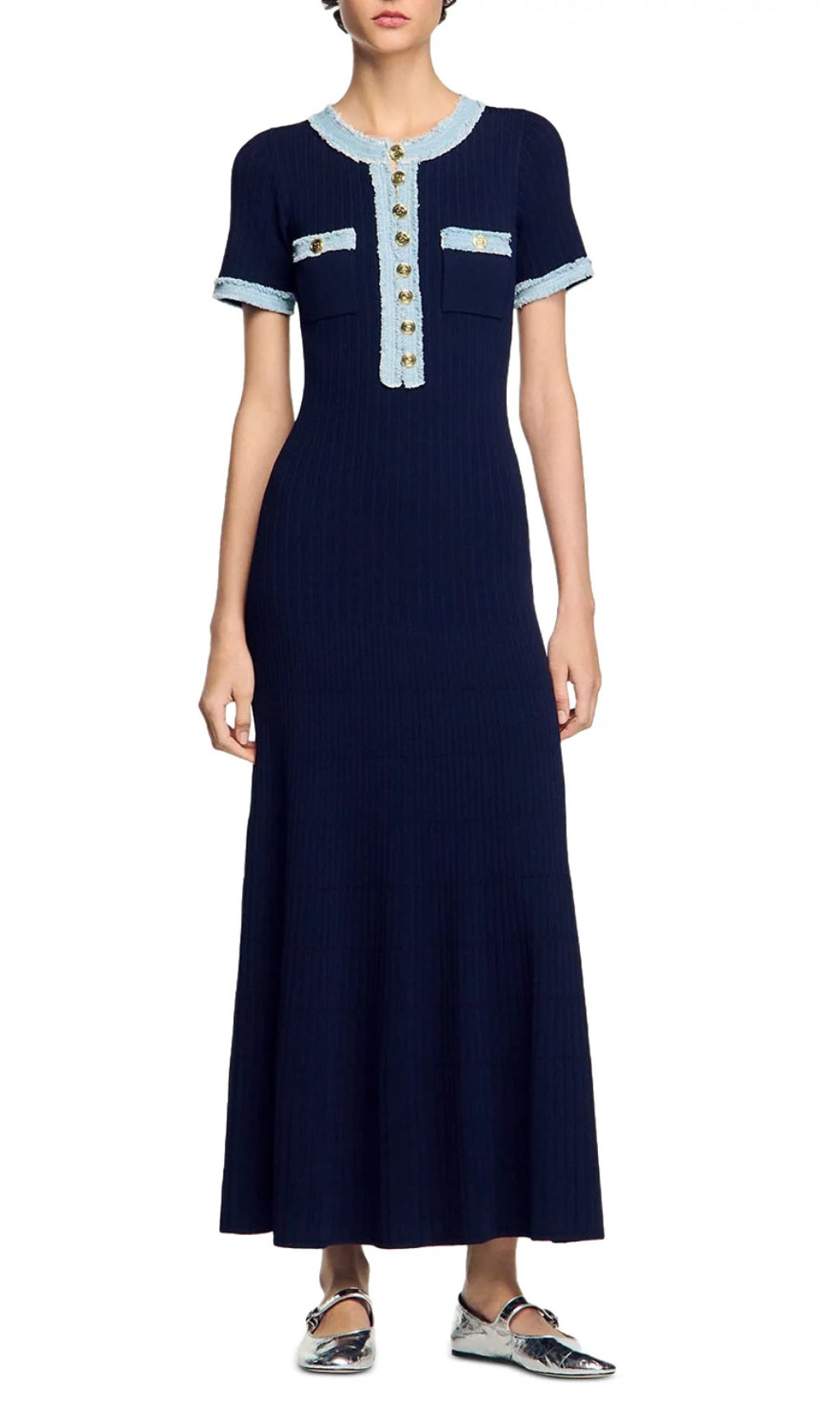 Knit & Denim Maxi Dress Flowering Girl