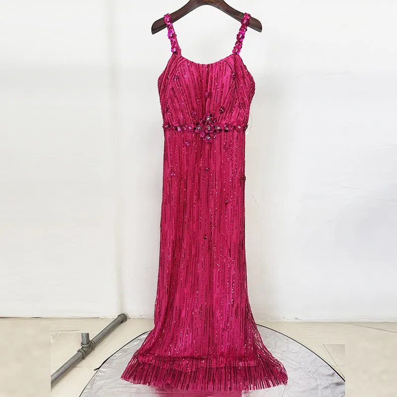 Nail Bead Sequin Mesh Dress Flowering Girl