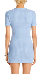 Baylor Blue Beaded Button Mini Dress Flowering Girl