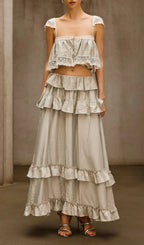 Relythic Ruffle Lace Skirt Set Flowering Girl