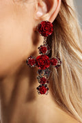 Mary Flower Cross Earrings Flowering Girl