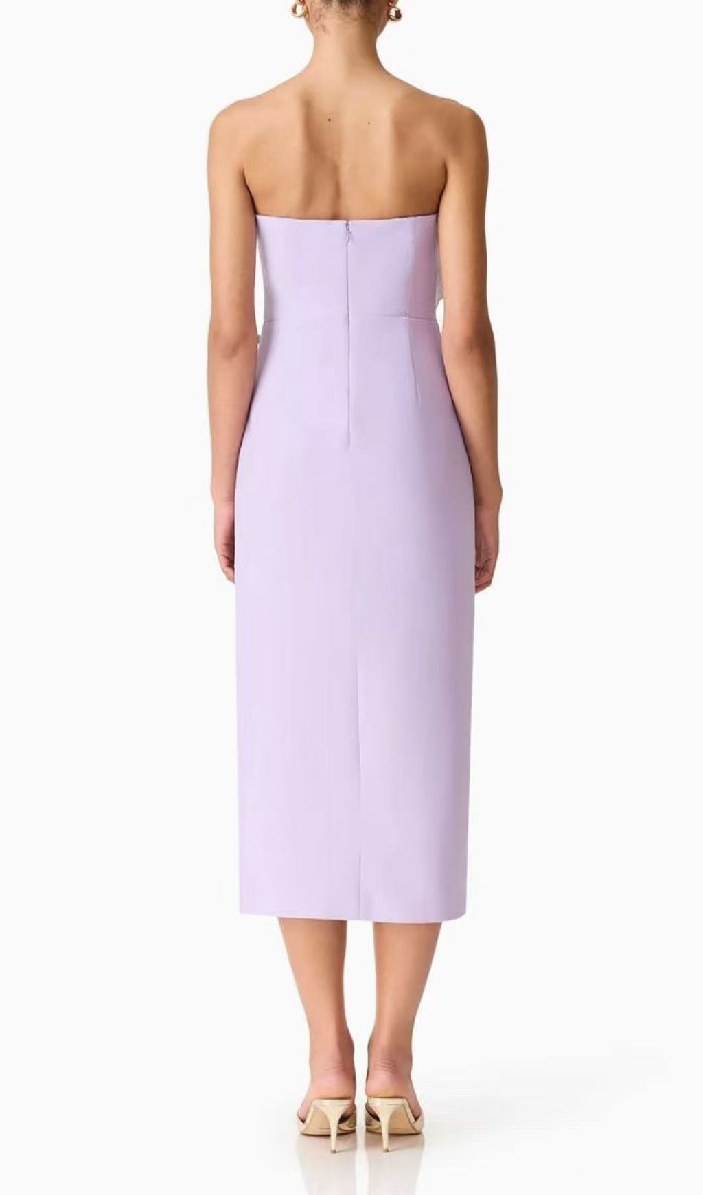 Kifle Purple Strapless Embroidery Flower Midi Dress Flowering Girl