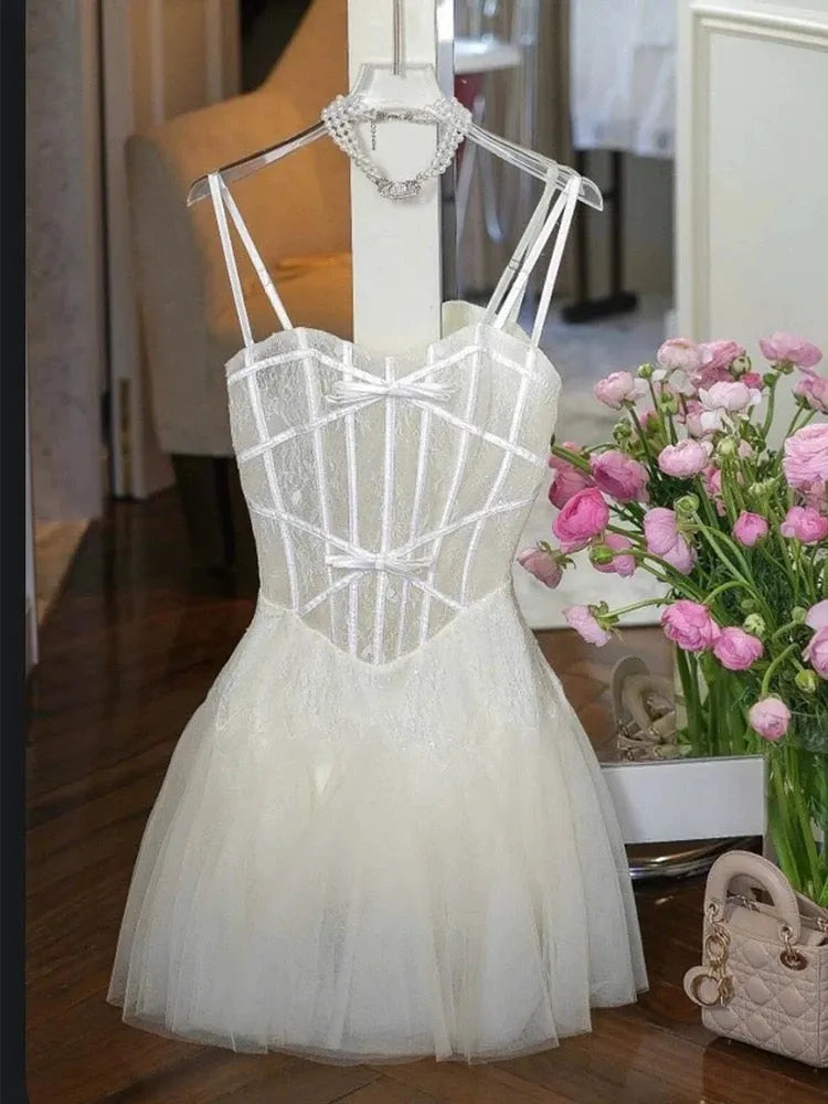 Bow Tulle Corset Mini Dress Flowering Girl
