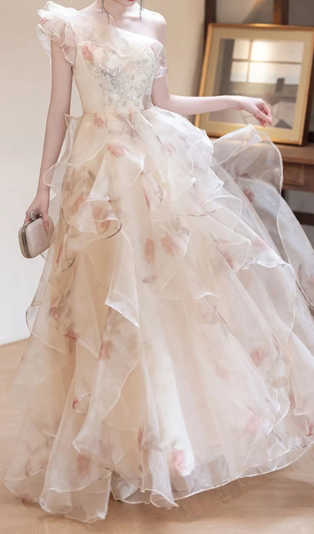 Keelty One-Shoulder Ruffle Maxi Dress Flowering Girl