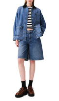Faded Denim Jacket Flowering Girl