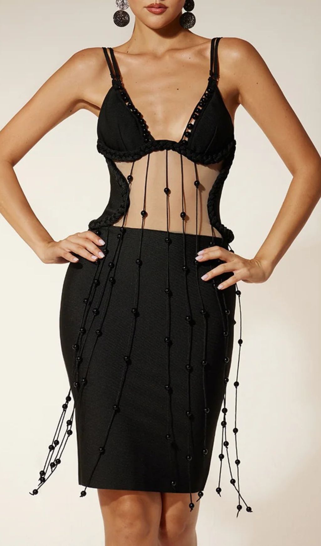 Einav Spaghetti Fringe Bandage Mini Dress Flowering Girl