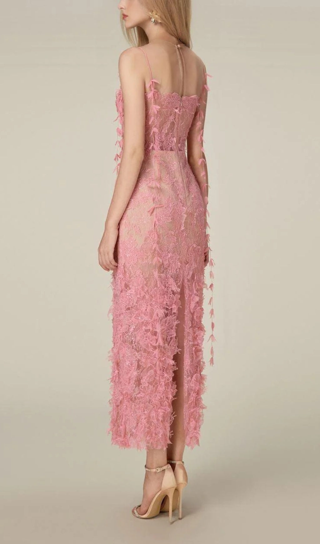 Argo Pink Bead Lace Pencil Dress Flowering Girl