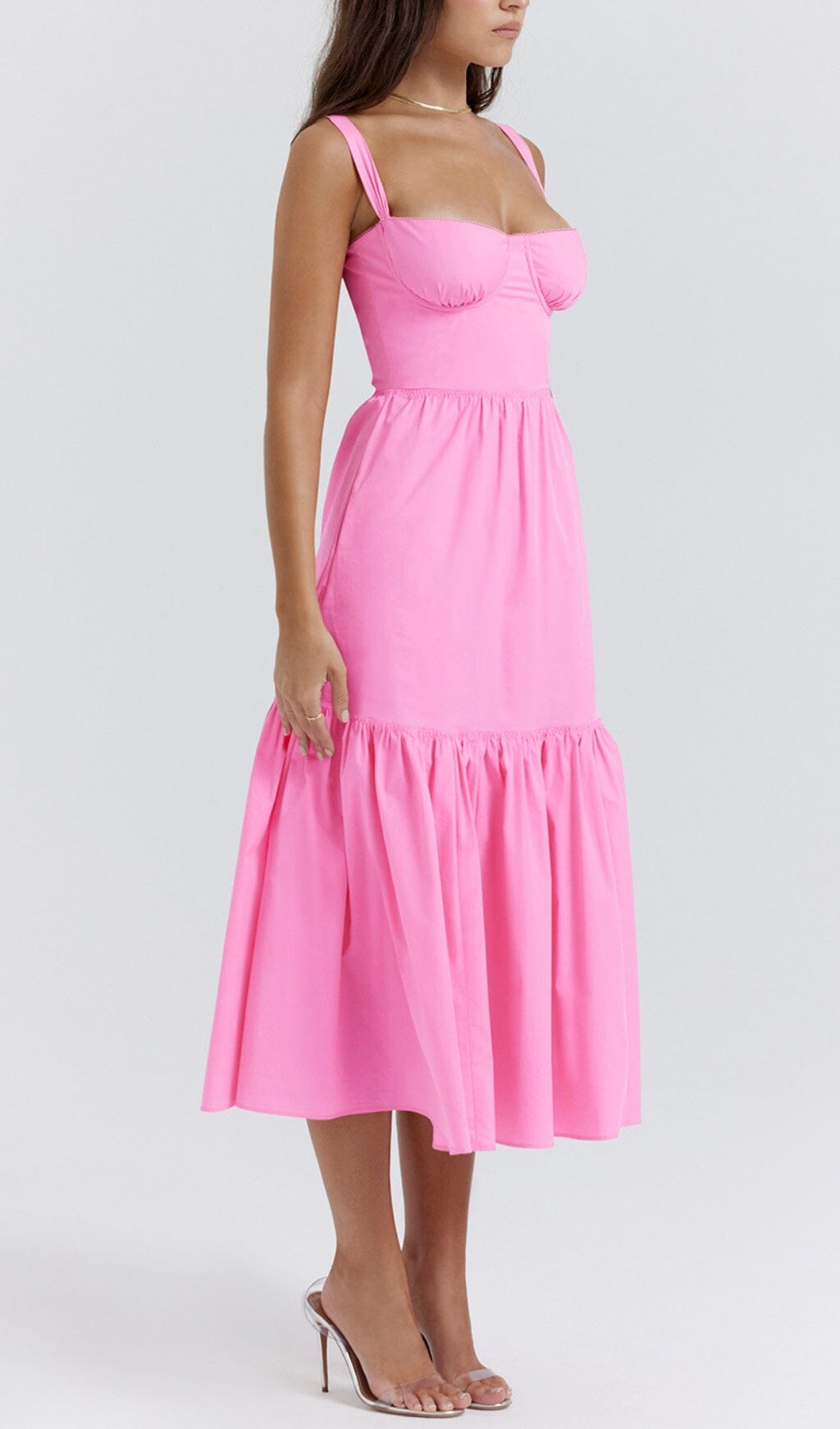 French Pink Midi Sundress Flowering Girl