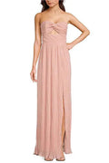 Strapless Pleated Maxi Dress Pink Flowering Girl