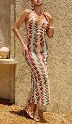 Yvoryth V Neck Wavy Maxi Dress Flowering Girl
