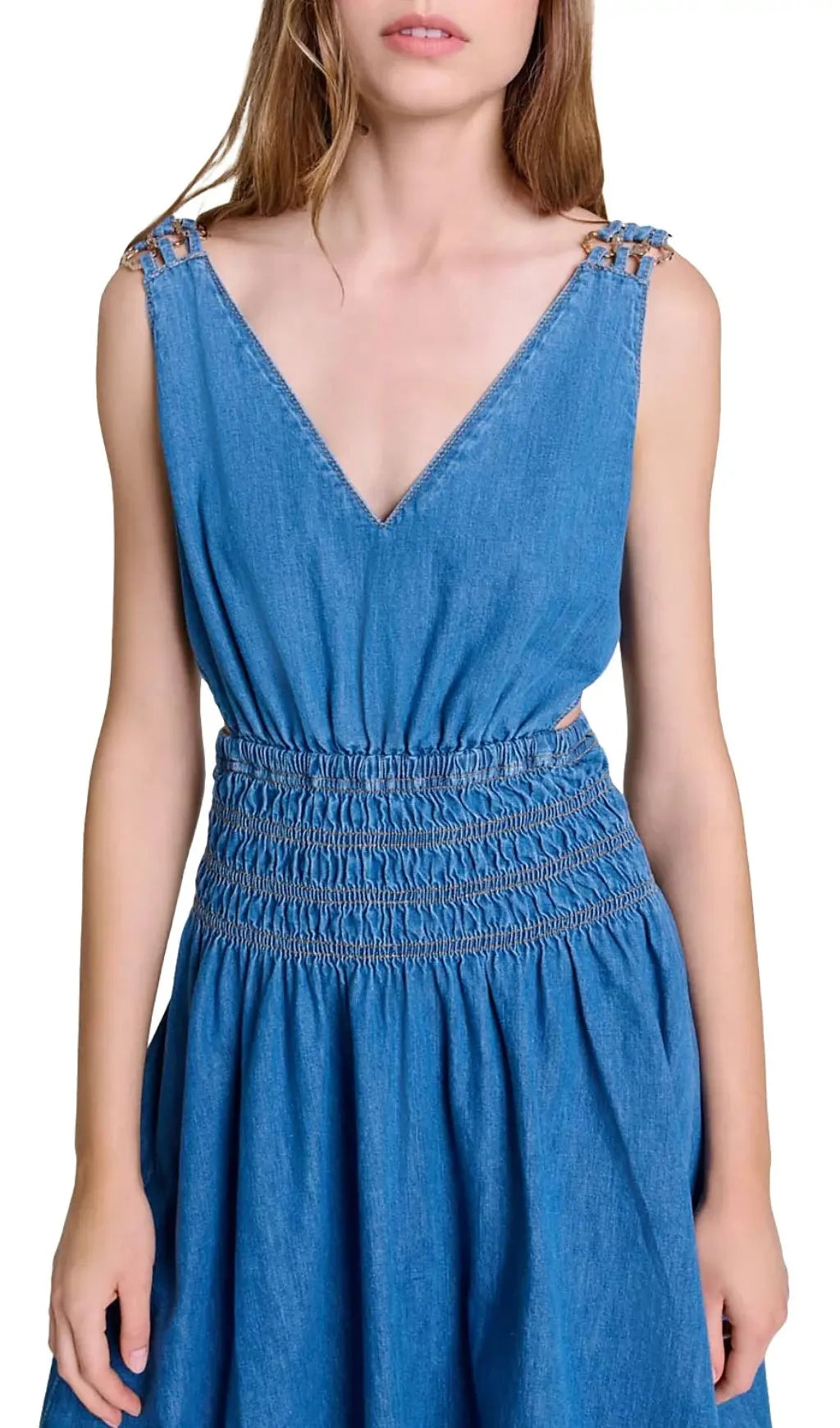 Runim Cutaway Denim Maxi Dress Flowering Girl