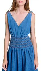 Runim Cutaway Denim Maxi Dress Flowering Girl