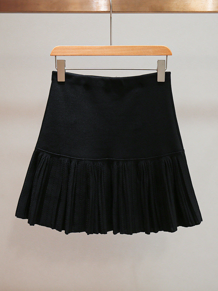 Marcia Black Double Breasted Ruffle Mini Skirt Flowering Girl