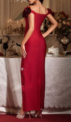 Finella Off Shoulder Flower Bandage Maxi Dress Flowering Girl
