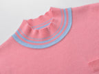 Pink Contrast Stripe Knit Top Flowering Girl
