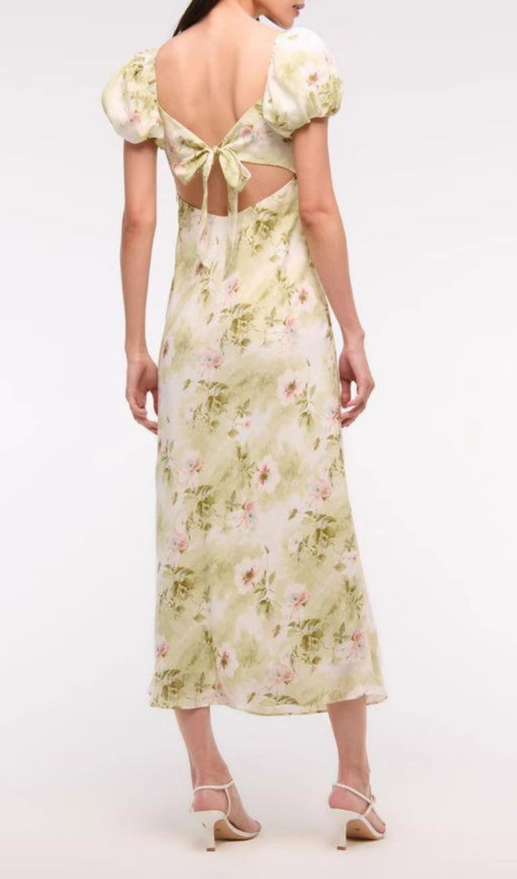 Eligio Floral Puff Sleeve Midi Dress Flowering Girl