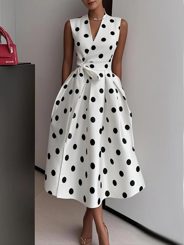 White Polka Dot Strapless Maxi Dress Flowering Girl