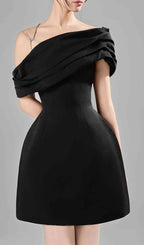 Cara Black Ruched Mini Dress Flowering Girl