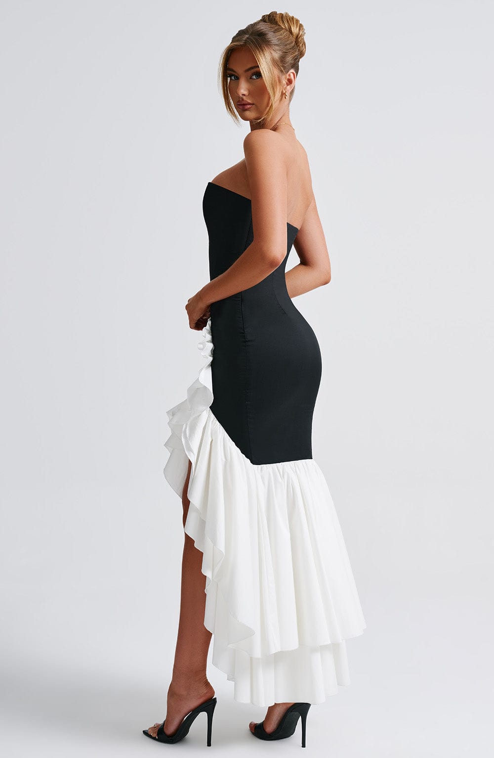 Angelina Maxi Dress - Black/White Flowering Girl