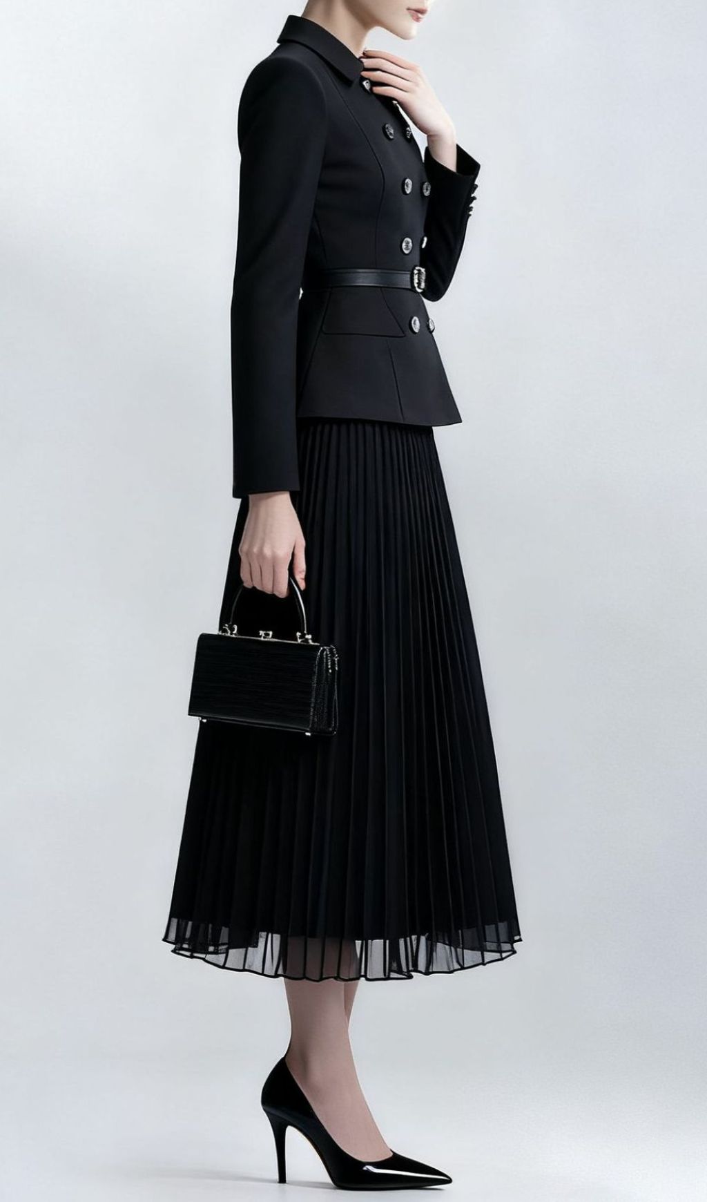Julitta Black Long Sleeve Midi Dress Flowering Girl