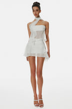 Cabau Chiffon Wrap Around Top - White Flowering Girl