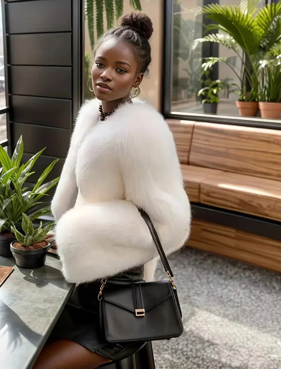 Cristina Faux Fur Coat Flowering Girl