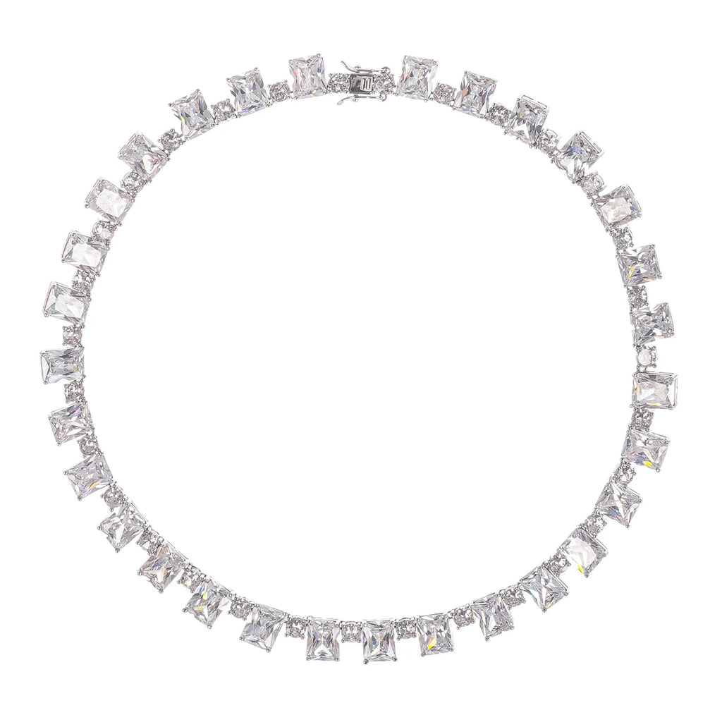 Mathilde Silver Tone Crystal Embellished Necklace Flowering Girl