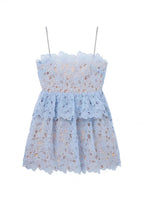OLGA LACE LAYER CUTOUT MINI DRESS IN BLUE Flowering Girl