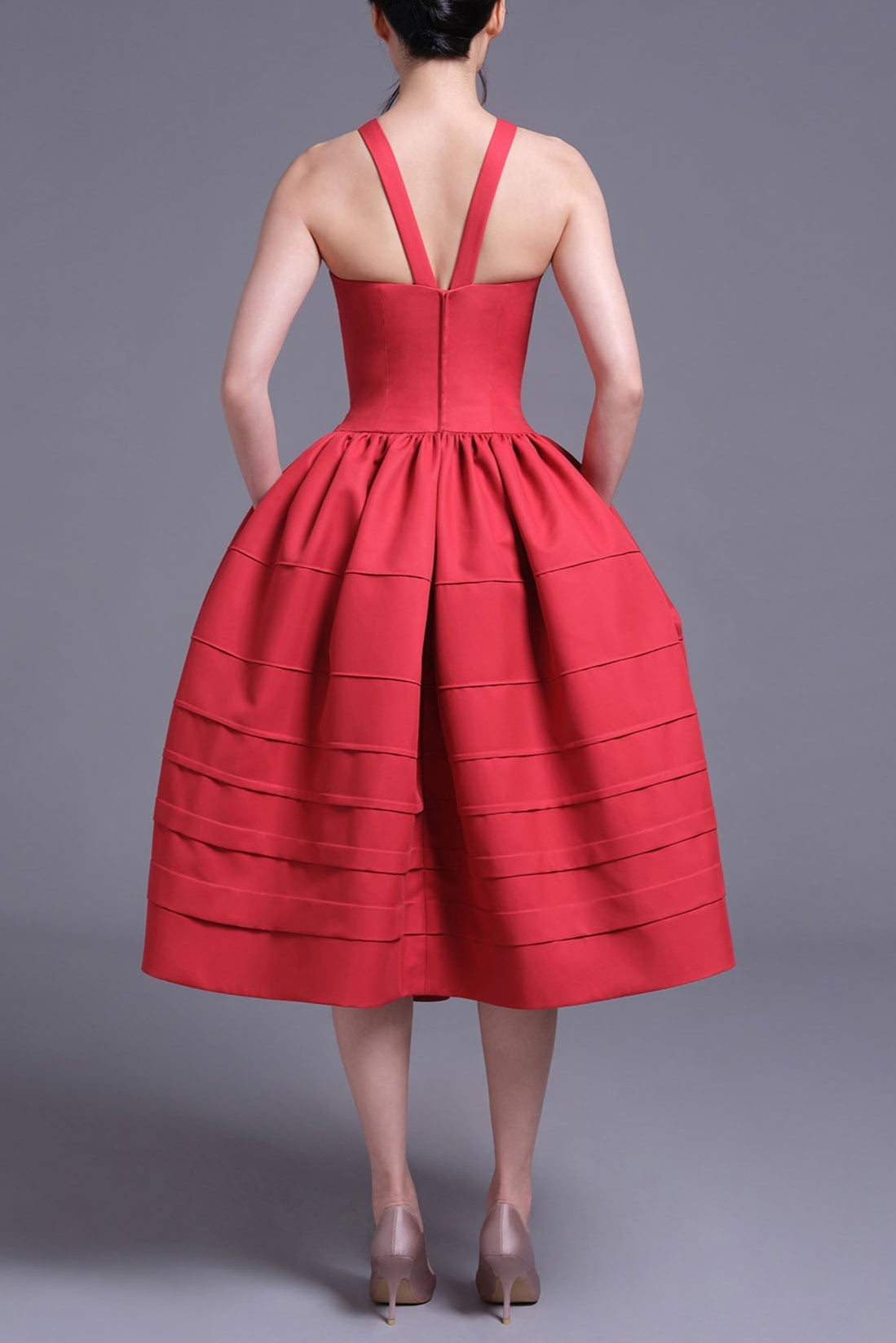 Berry Bell-Shaped Mini Dress In Red Flowering Girl
