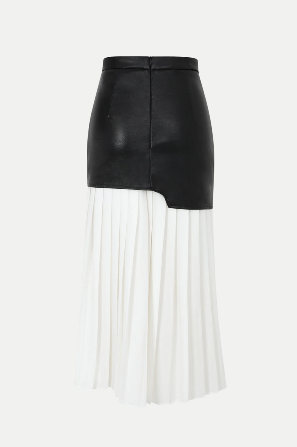 Zenobia Pleated Leather Midi Skirt - White Flowering Girl