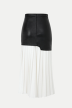 Zenobia Pleated Leather Midi Skirt - White Flowering Girl