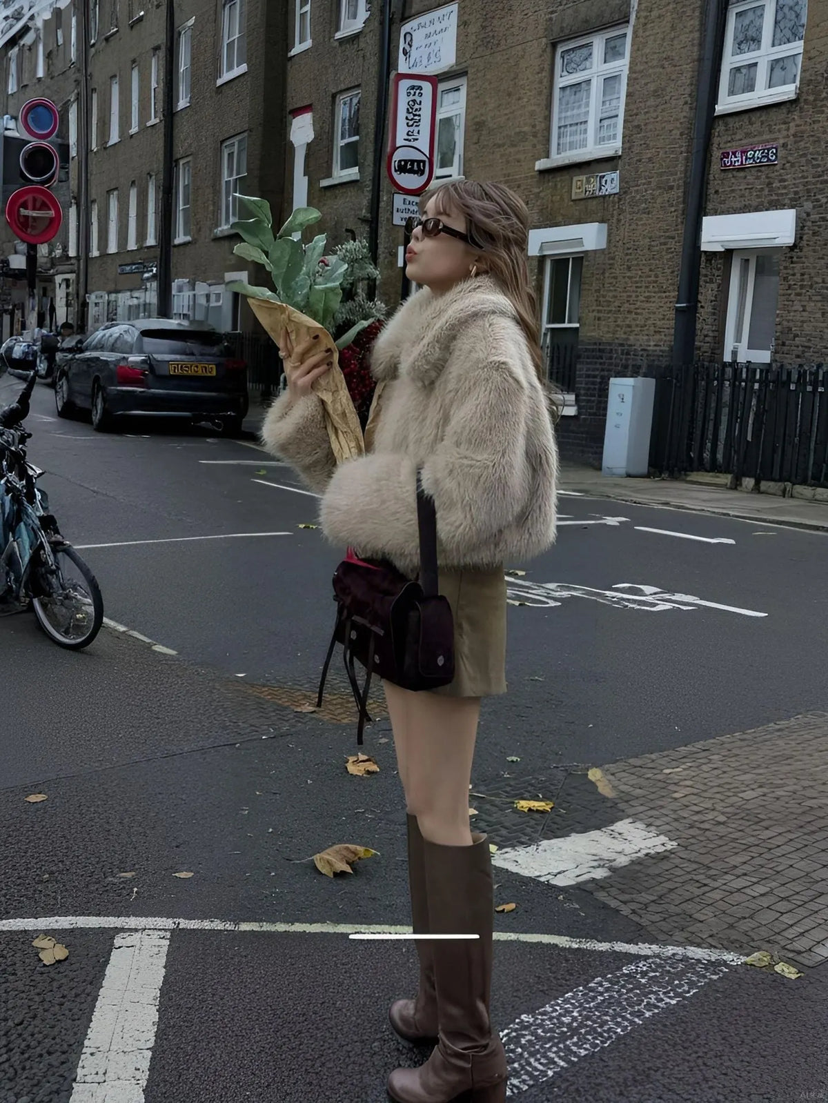 Samantha Imitation Fur Jacket Flowering Girl