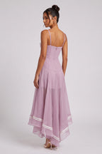 Dusty Lavender Sheer Chiffon Fit-and-Flare Midi Dress Flowering Girl