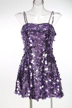 Virginia Strappy Sequin Embellished Mini Dress In Purple Flowering Girl
