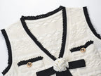 Pointelle Knit Mini Dress - White Flowering Girl