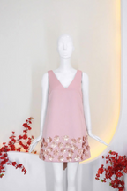 Flower Sleeveless v-Neck Mini Dress In Pink Flowering Girl