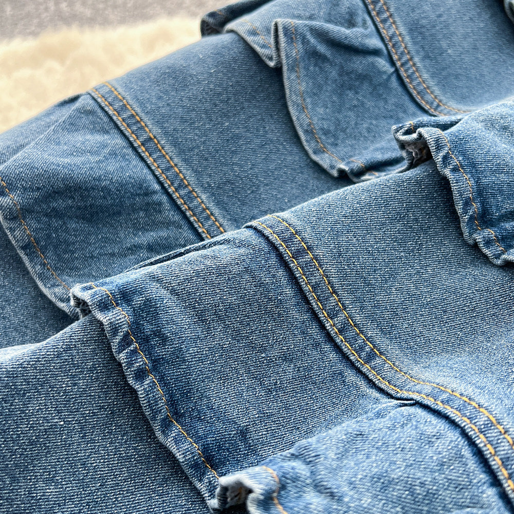 Medium Blue Denim Denim Sheath Dress Flowering Girl
