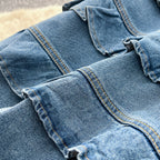 Medium Blue Denim Denim Sheath Dress Flowering Girl