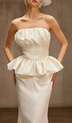 Dysis Strapless Pleated Maxi Dress Flowering Girl