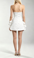 Korina White Strapless 3D Flower Mini Dress Flowering Girl