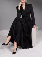 Moana Black Long Sleeve Pleated Maxi Dress Flowering Girl