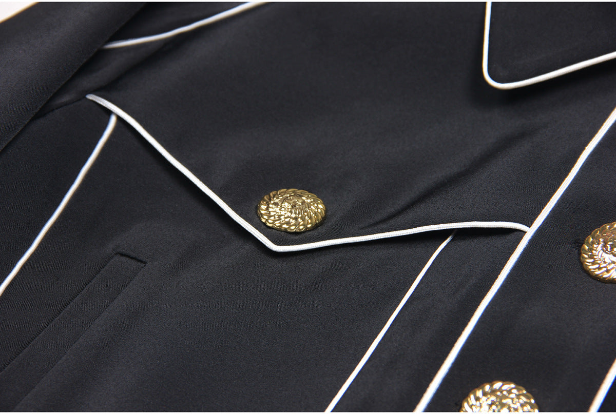 amity seven-button black piped-trim jacket Flowering Girl
