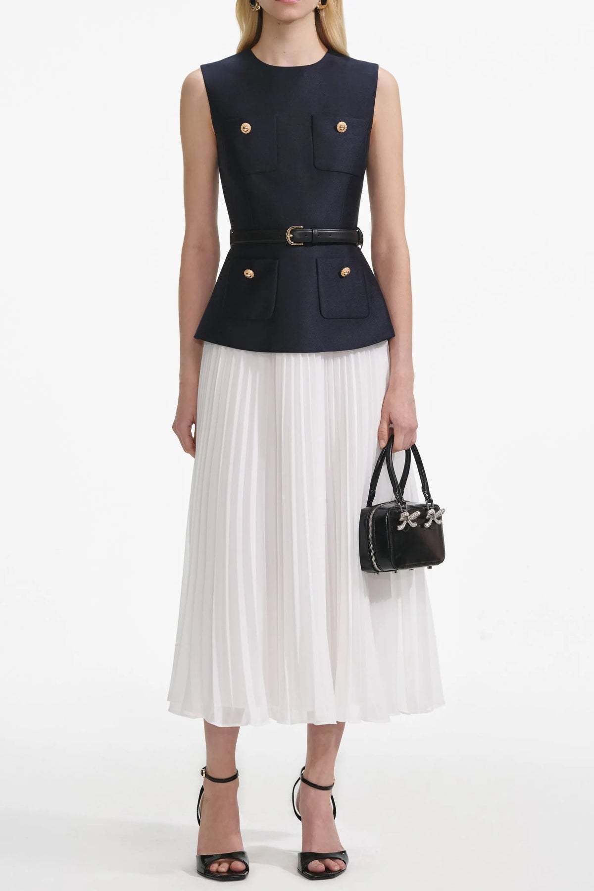 Penny Navy Taffeta Midi Dress Flowering Girl