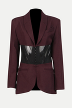 Kamryn Paneled Mesh Blazer - Wine Flowering Girl