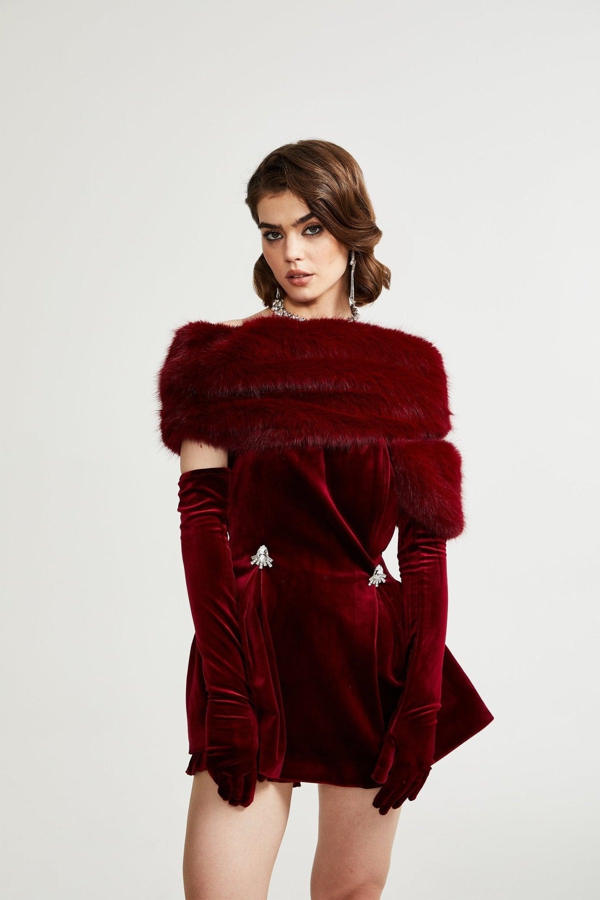 Wivika Velvet Fur Dress Flowering Girl