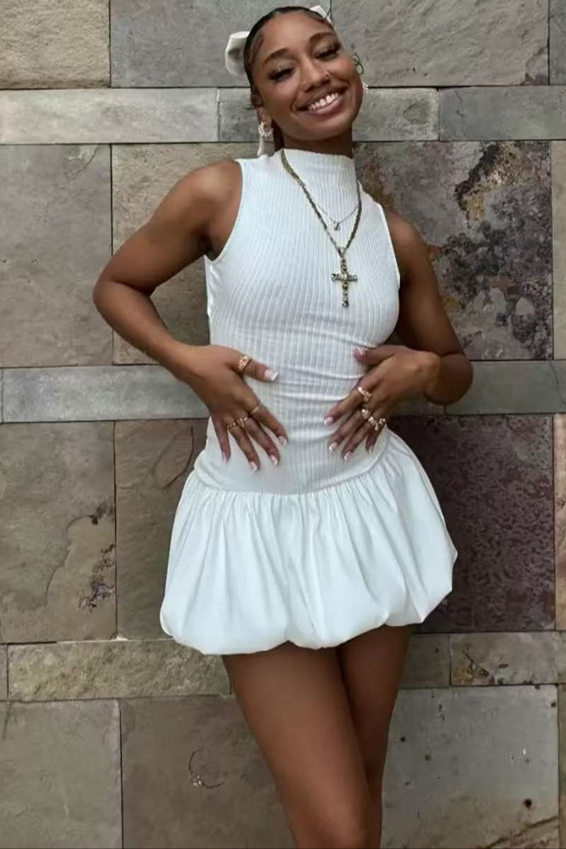 Backless Bubble Mini Dress Flowering Girl