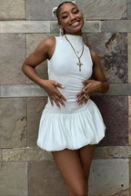 Backless Bubble Mini Dress Flowering Girl