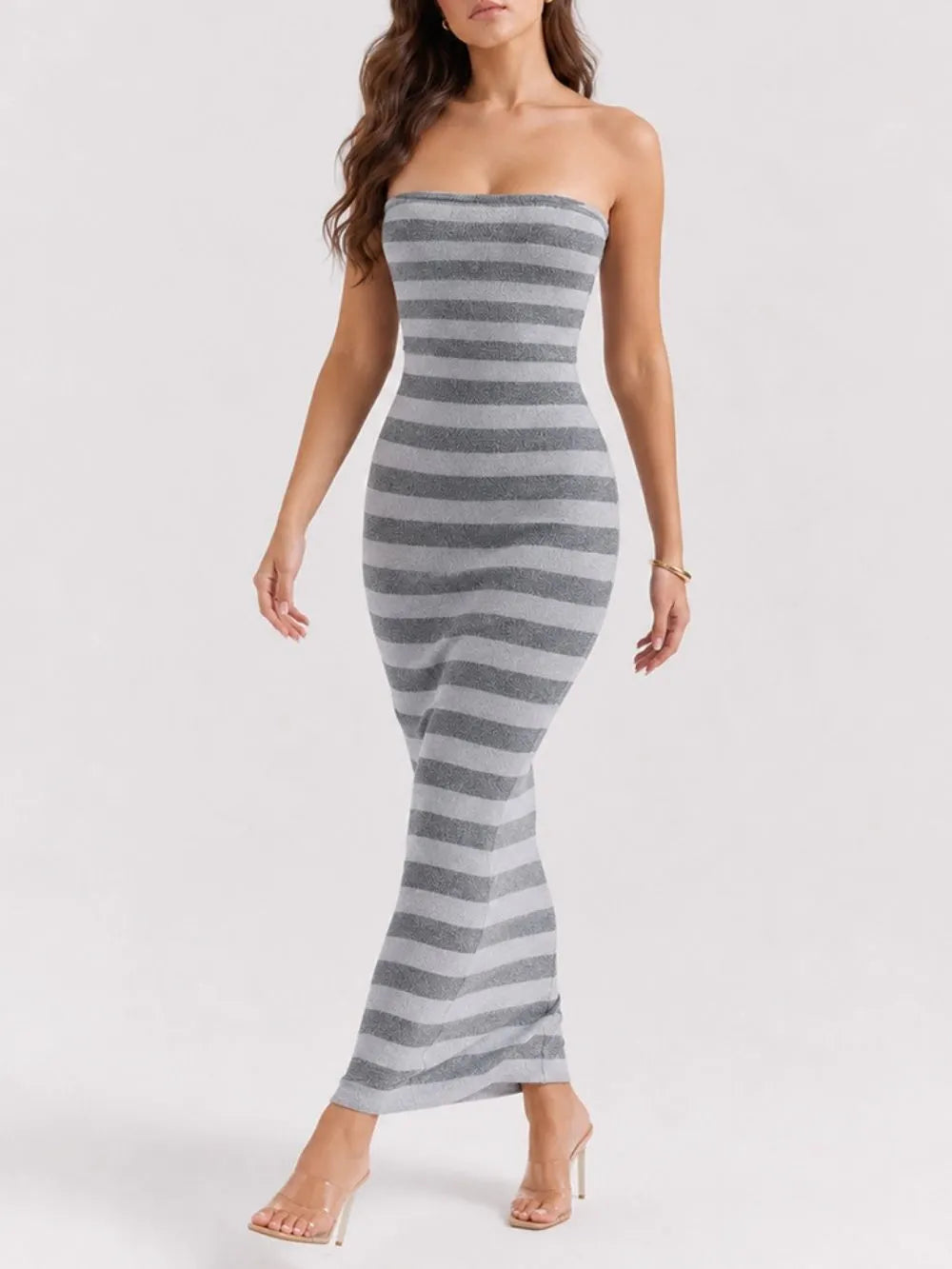 Martijn Strapless Stripe Bandage Maxi Dress Flowering Girl