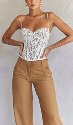 Mila Ivory Lace Underwired Corset Top Flowering Girl