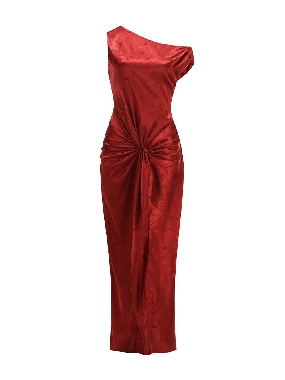 Mayer Red Satin Jacquard Maxi Dress Flowering Girl
